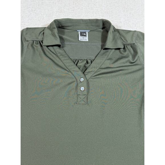 North Face Women’s M Green V-Neck Short Sleeve Vaporwick Athletic Workout Top - Picture 7 of 8